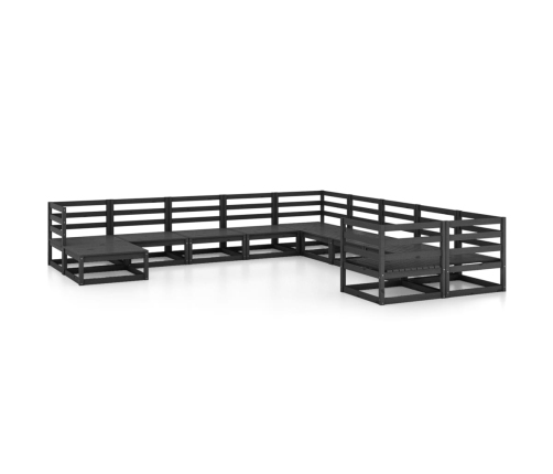 Juego de muebles de jardín 11 piezas madera maciza de pino