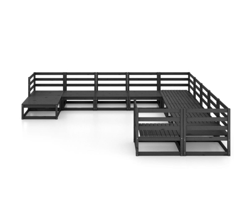 Juego de muebles de jardín 11 piezas madera maciza de pino