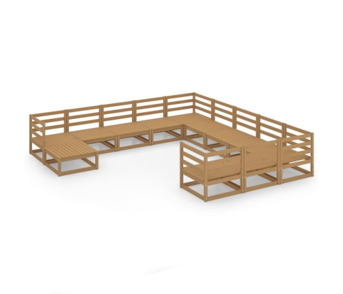 Juego de muebles de jardín 12 piezas madera maciza de pino