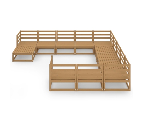 Juego de muebles de jardín 12 piezas madera maciza de pino