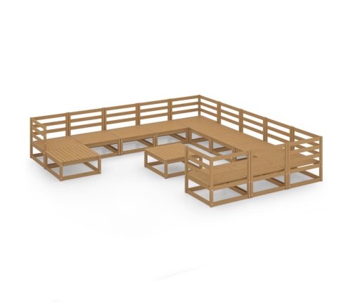 Juego de muebles de jardín 13 piezas madera maciza de pino