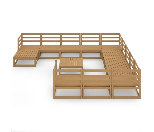 Juego de muebles de jardín 13 piezas madera maciza de pino