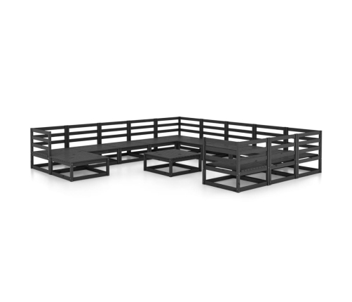 Juego de muebles de jardín 13 piezas madera maciza de pino