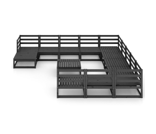 Juego de muebles de jardín 13 piezas madera maciza de pino