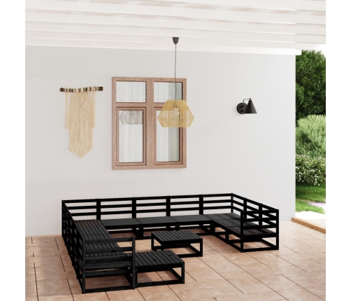 Juego de muebles de jardín 13 piezas madera maciza de pino