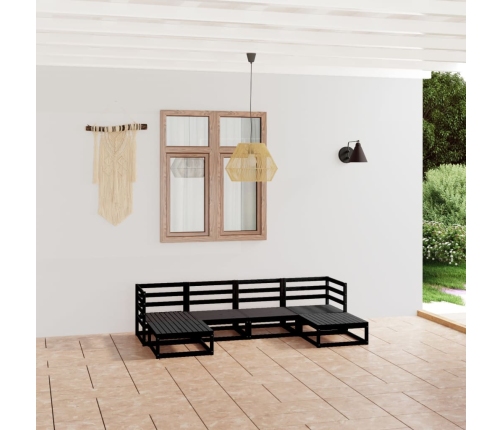 Juego de muebles de jardín 6 piezas madera maciza de pino