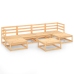 Juego de muebles de jardín 7 piezas madera maciza de pino