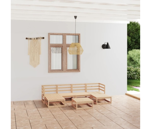 Juego de muebles de jardín 7 piezas madera maciza de pino
