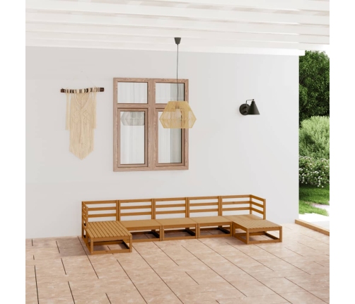 Juego de muebles de jardín 7 piezas madera maciza de pino