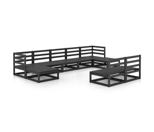 Juego de muebles de jardín 9 piezas madera maciza de pino