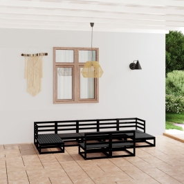 Juego de muebles de jardín 9 piezas madera maciza de pino