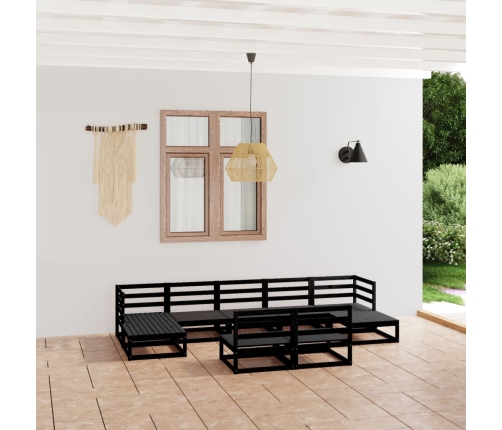 Juego de muebles de jardín 9 piezas madera maciza de pino