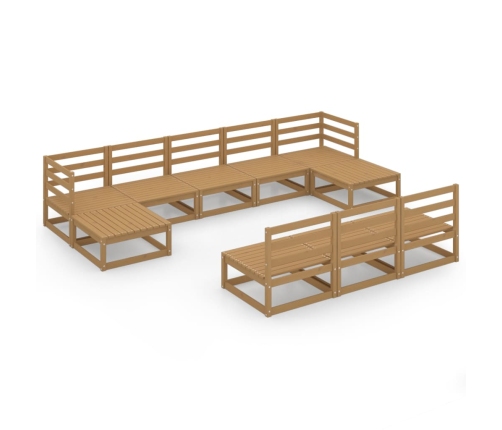 Juego de muebles de jardín 10 piezas madera maciza de pino
