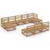 Juego de muebles de jardín 10 piezas madera maciza de pino