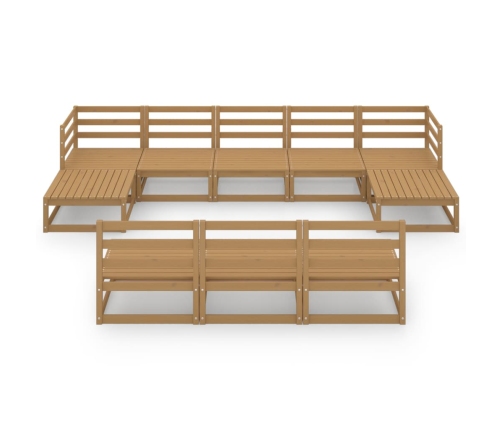 Juego de muebles de jardín 10 piezas madera maciza de pino