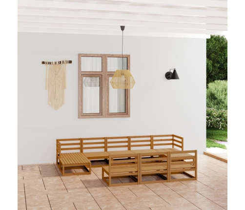 Juego de muebles de jardín 10 piezas madera maciza de pino