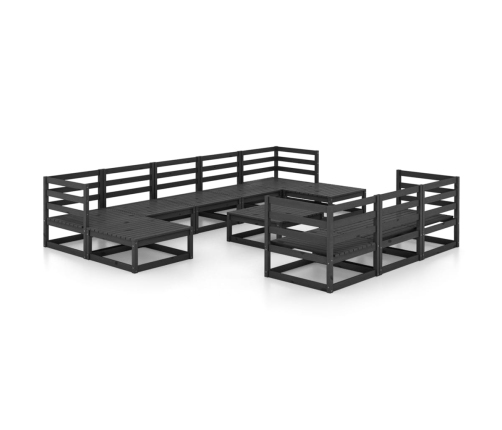 Juego de muebles de jardín 11 piezas madera maciza de pino