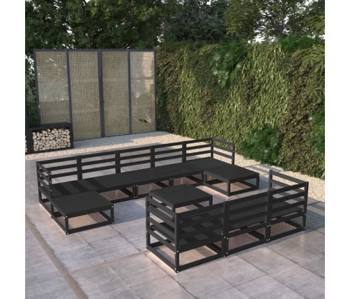 Juego de muebles de jardín 11 piezas madera maciza de pino