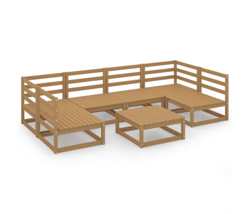 Juego de muebles de jardín 7 piezas madera maciza de pino