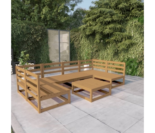Juego de muebles de jardín 7 piezas madera maciza de pino