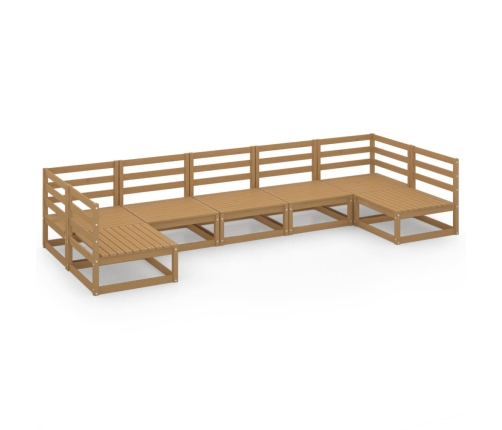 Juego de muebles de jardín 7 piezas madera maciza de pino