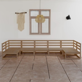 Juego de muebles de jardín 7 piezas madera maciza de pino