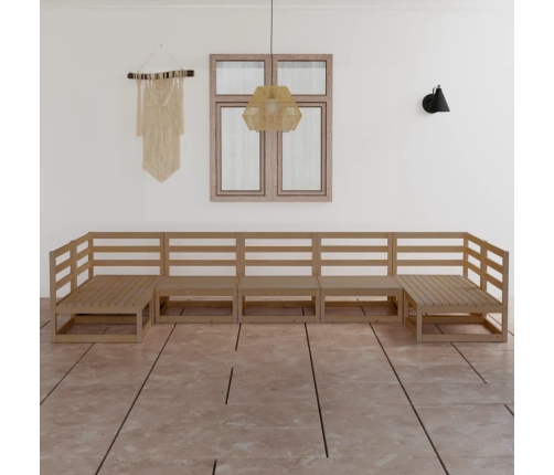Juego de muebles de jardín 7 piezas madera maciza de pino