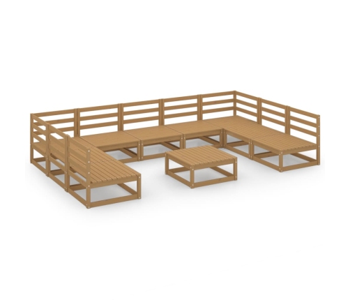 Juego de muebles de jardín 10 piezas madera maciza de pino