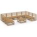 Juego de muebles de jardín 10 piezas madera maciza de pino