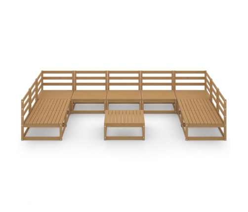 Juego de muebles de jardín 10 piezas madera maciza de pino