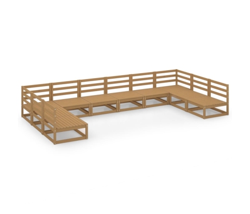 Juego de muebles de jardín 10 piezas madera maciza de pino