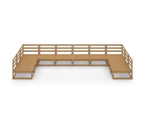Juego de muebles de jardín 10 piezas madera maciza de pino