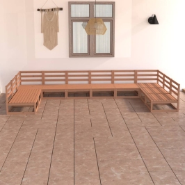 Juego de muebles de jardín 10 piezas madera maciza de pino