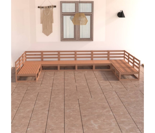 Juego de muebles de jardín 10 piezas madera maciza de pino