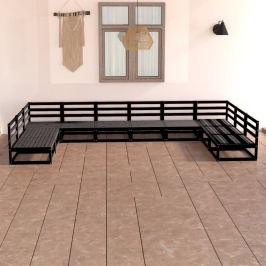 Juego de muebles de jardín 10 piezas madera maciza de pino