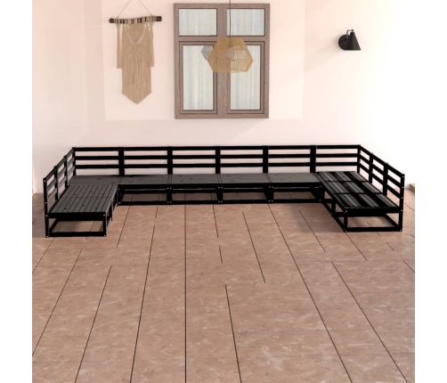Juego de muebles de jardín 10 piezas madera maciza de pino
