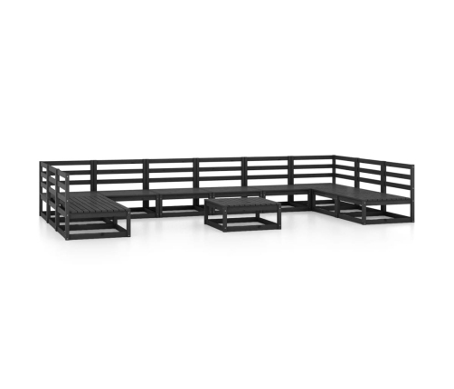 Juego de muebles de jardín 11 piezas madera maciza de pino
