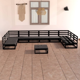 Juego de muebles de jardín 11 piezas madera maciza de pino