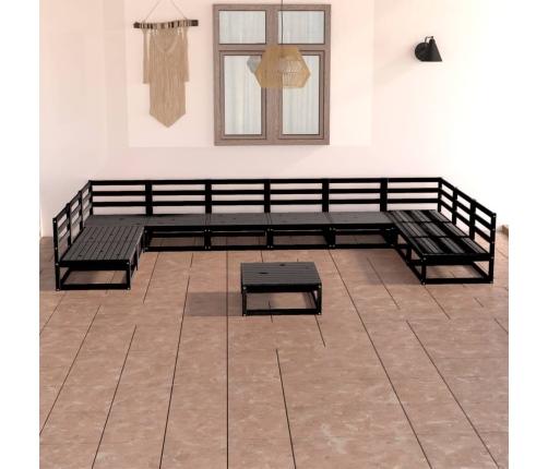 Juego de muebles de jardín 11 piezas madera maciza de pino