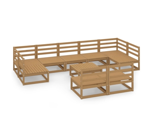 Juego de muebles de jardín 10 piezas madera maciza de pino
