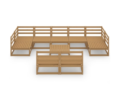 Juego de muebles de jardín 10 piezas madera maciza de pino