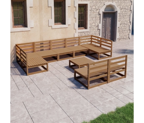 Juego de muebles de jardín 10 piezas madera maciza de pino