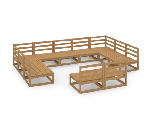 Juego de muebles de jardín 11 piezas madera maciza de pino