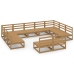 Juego de muebles de jardín 11 piezas madera maciza de pino