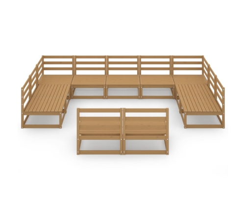 Juego de muebles de jardín 11 piezas madera maciza de pino
