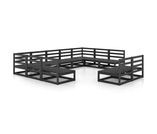 Juego de muebles de jardín 11 piezas madera maciza de pino