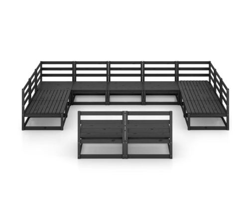 Juego de muebles de jardín 11 piezas madera maciza de pino