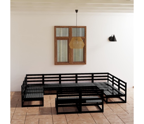 Juego de muebles de jardín 11 piezas madera maciza de pino