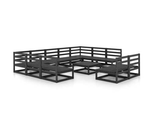 Juego de muebles de jardín 12 piezas madera maciza de pino