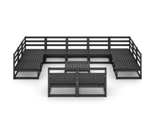 Juego de muebles de jardín 12 piezas madera maciza de pino
